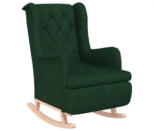 Šūpuļkrēsls Ar Soliņu, Tumši Zaļš Audums Vidaxl