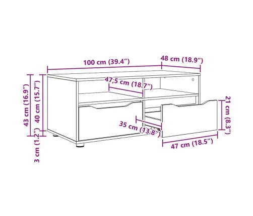 Televizora Skapīša Vecs Koks 100 X 48 X 43 Cm Inženierijas Koks Vidaxl