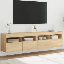 Tv Plaukti Ar Led Lampiņām, 2 Gab., 80X30X40 Cm, Koka Krāsa Vidaxl