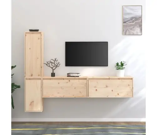 Tv Skapīši, 4 Gab., Priedes Masīvkoks Vidaxl