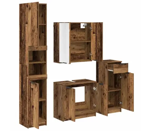 Vannas Istabas Mēbeļu Komplekts Ar Atvilktni 4 Pcs Vecs Koks Vidaxl