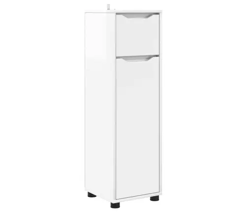 Vannas Istabas Skapītis Ar Atvilktni Augsta Spīduma Baltā Krāsa Vidaxl