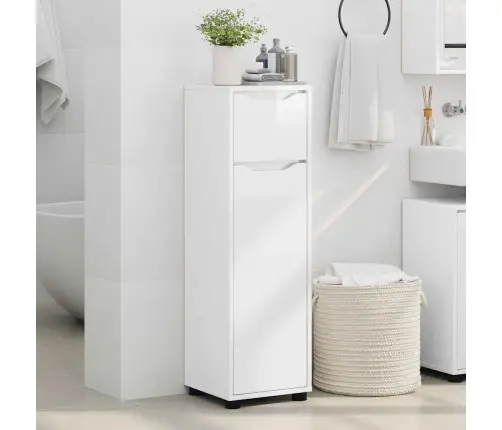 Vannas Istabas Skapītis Ar Atvilktni Augsta Spīduma Baltā Krāsa Vidaxl