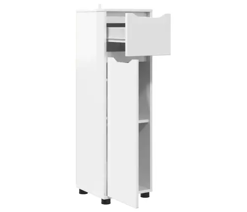 Vannas Istabas Skapītis Ar Atvilktni Augsta Spīduma Baltā Krāsa Vidaxl