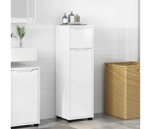 Vannas Istabas Skapītis Ar Atvilktni Augsta Spīduma Baltā Krāsa Vidaxl