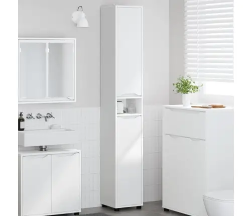 Vannas Istabas Skapītis Ar Plauktu Balts 30,5 X 30 X 195 Cm Vidaxl