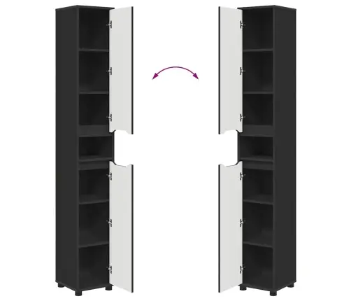 Vannas Istabas Skapītis Ar Plauktu Melna 30,5 X 30 X 195 Cm Vidaxl