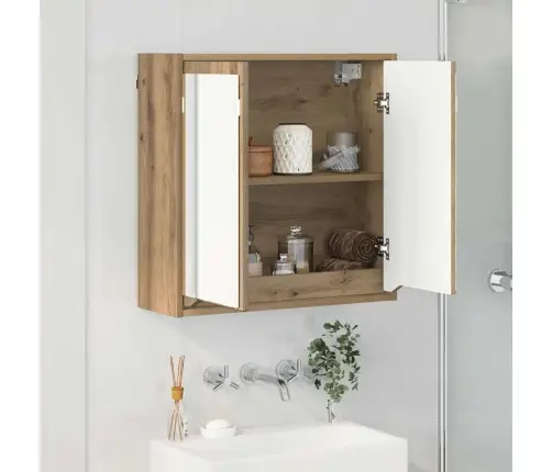 Vannas Istabas Spoguļu Skapis Artisānā Ozols 60 X 20 X 60 Cm Vidaxl