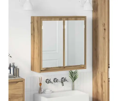 Vannas Istabas Spoguļu Skapis Artisānā Ozols 60 X 20 X 60 Cm Vidaxl