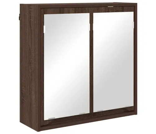 Vannas Istabas Spoguļu Skapis Brūns Ozols 60 X 20 X 60 Cm Vidaxl