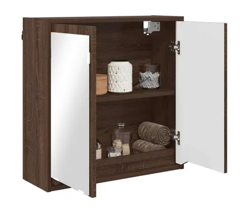 Vannas Istabas Spoguļu Skapis Brūns Ozols 60 X 20 X 60 Cm Vidaxl