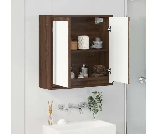 Vannas Istabas Spoguļu Skapis Brūns Ozols 60 X 20 X 60 Cm Vidaxl