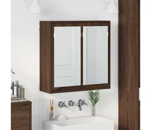 Vannas Istabas Spoguļu Skapis Brūns Ozols 60 X 20 X 60 Cm Vidaxl