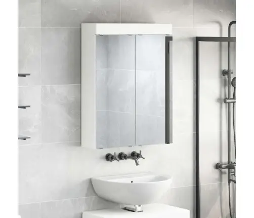Vannas Istabas Spoguļu Skapis Tulum Balts 60 X 16,5 X 78 Cm Vidaxl