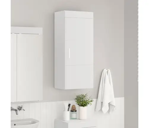 Vannas Sienas Skapītis Ar Plauktu Tulum Balts 37 X 24,5 X 86 Cm Vidaxl