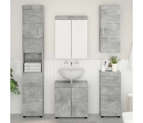 Vannas Sienas Skapītis Tulum Betona Pelēks 37 X 24,5 X 86 Cm Vidaxl