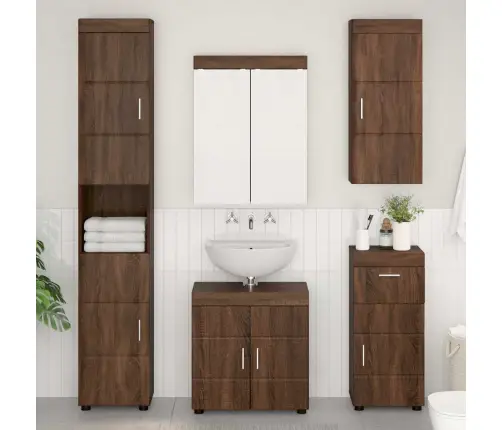 Vannas Sienas Skapītis Tulum Brūns Ozols 37 X 24,5 X 86 Cm Vidaxl