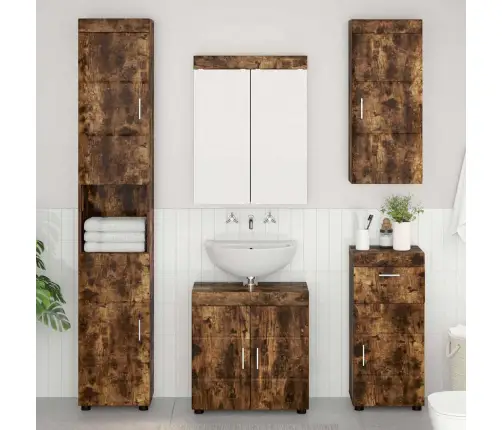 Vannas Sienas Skapītis Tulum Dūmaka Ozols 37 X 24,5 X 86 Cm Vidaxl