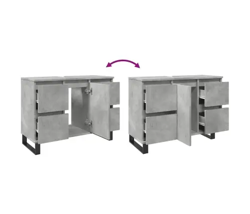 Vannasistabas Skapītis, Pelēks, 80X33X60 Cm, Inženierijas Koks Vidaxl