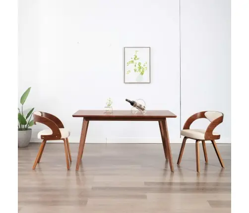 Virtuves Krēsli, 2 Gab., Liekts Koks Un Mākslīgā Āda, Krēmkrāsā Vidaxl