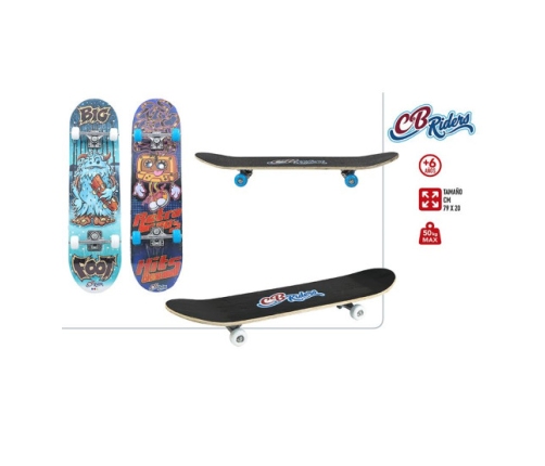 Skrituļdēlis koka CB Riders 79x20 cm no 6 gadiem līdz 50 kg dažādas krasas CB43099