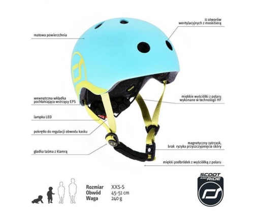 Scoot & Ride Blueberry regulējama ķivere bērniem (45-51)