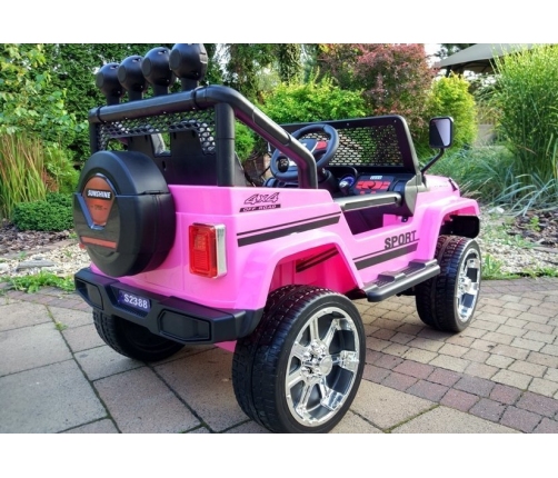 Divvietīgs bērnu elektromobilis S2388 Jeep Pink