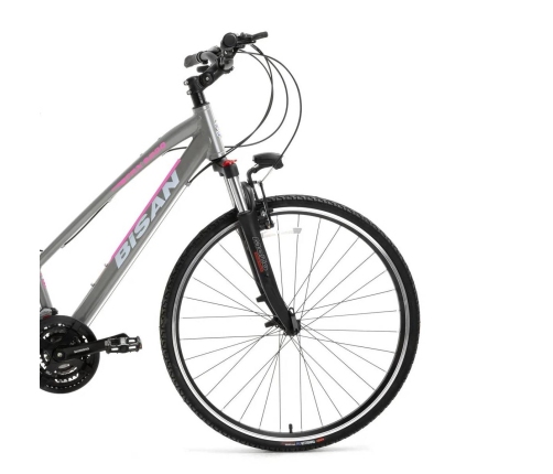 Туристический велосипед Bisan 28 TRX8200-23 City Lady серый/розовый (S)