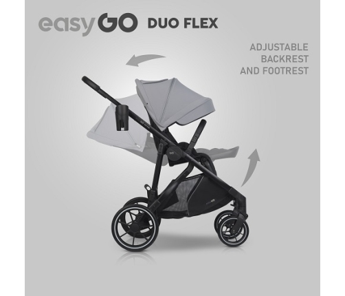 EasyGo Duoflex Cloudy Gray Twin Stroller