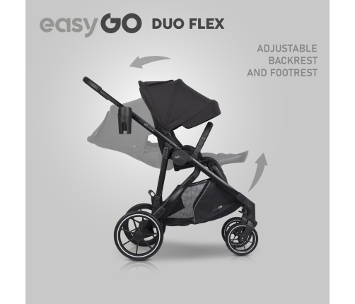 EasyGo Duoflex Ebony Black Twin Stroller