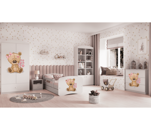 Komoda babydreams biała miś kwiatki