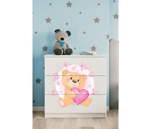 Komoda babydreams biała miś motylki