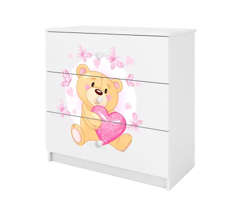 Komoda babydreams biała miś motylki