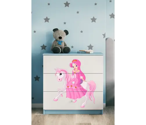 Komoda babydreams niebieska księżniczka na koniku