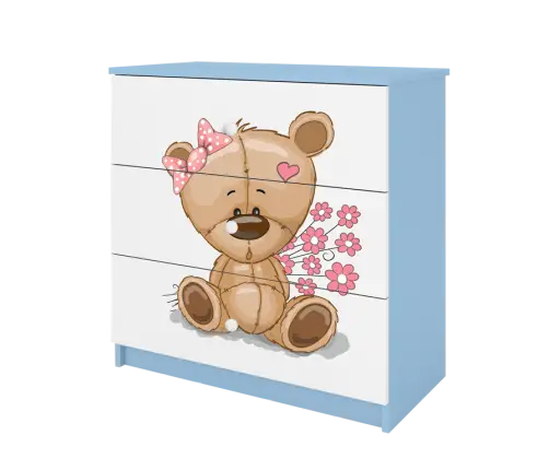 Komoda babydreams niebieska miś kwiatki