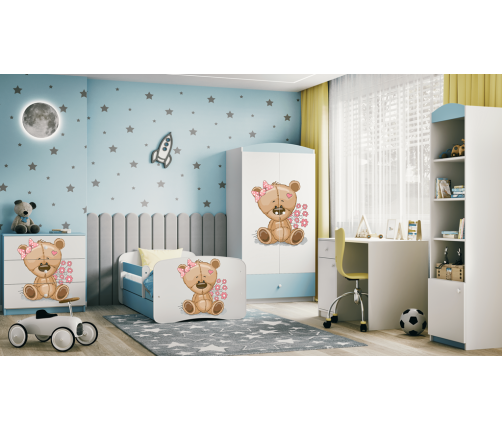Komoda babydreams niebieska miś kwiatki