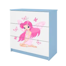 Komoda babydreams niebieska wróżka z motylkami