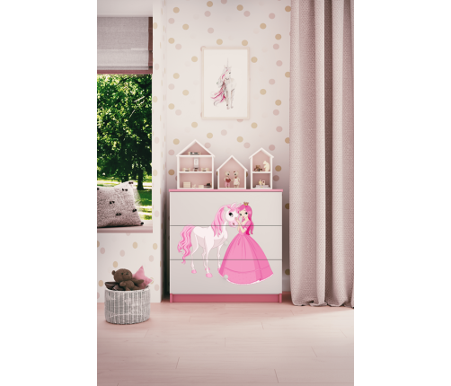 Komoda babydreams różowa księżniczka konik