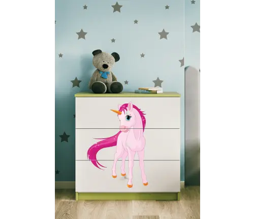 Komoda babydreams zielona jednorożec