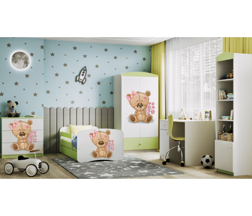 Komoda babydreams zielona miś kwiatki