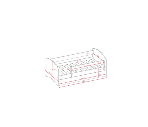 Bed babydreams white frozen land without drawer with mattress 140/70