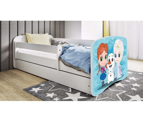 Bed babydreams white frozen land without drawer with mattress 140/70