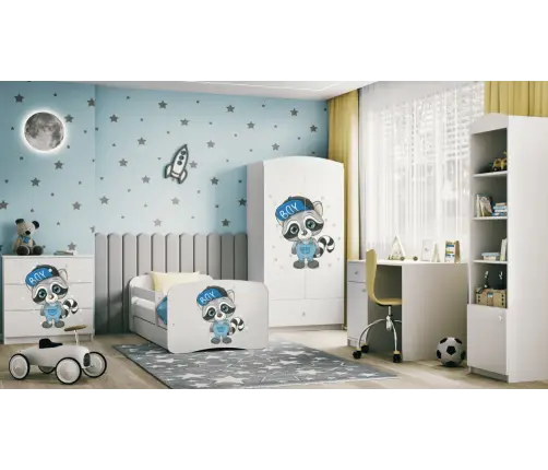 Bed babydreams white raccoon without drawer with mattress 160/80
