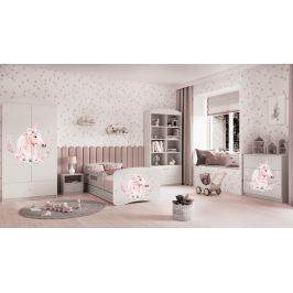 Bērnu gulta White Horse ar kasti ar matraci 180/80