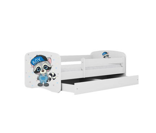 Bērnu gulta White Raccoon ar kasti ar matraci 180/80