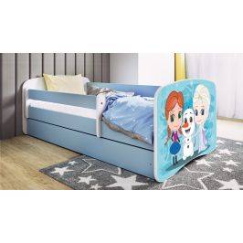 Łóżko babydreams niebieskie kraina lodu z szufladą materac 160/80