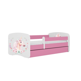 Łóżko babydreams różowe konik bez szuflady materac 140/70