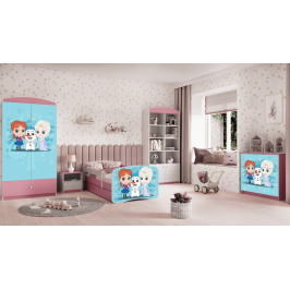 Łóżko babydreams różowe kraina lodu z szufladą materac 160/80