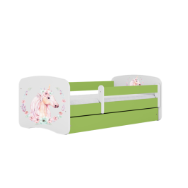 Bed babydreams green horse without drawer with mattress 140/70