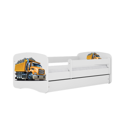 Bērnu gulta balta Truck bez atvilktnes ar matraci 160x80